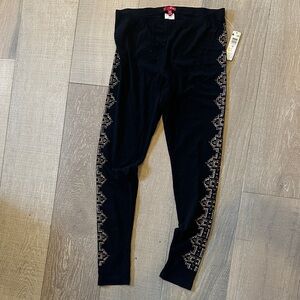 BONGO Black Leggings with Gold Pattern